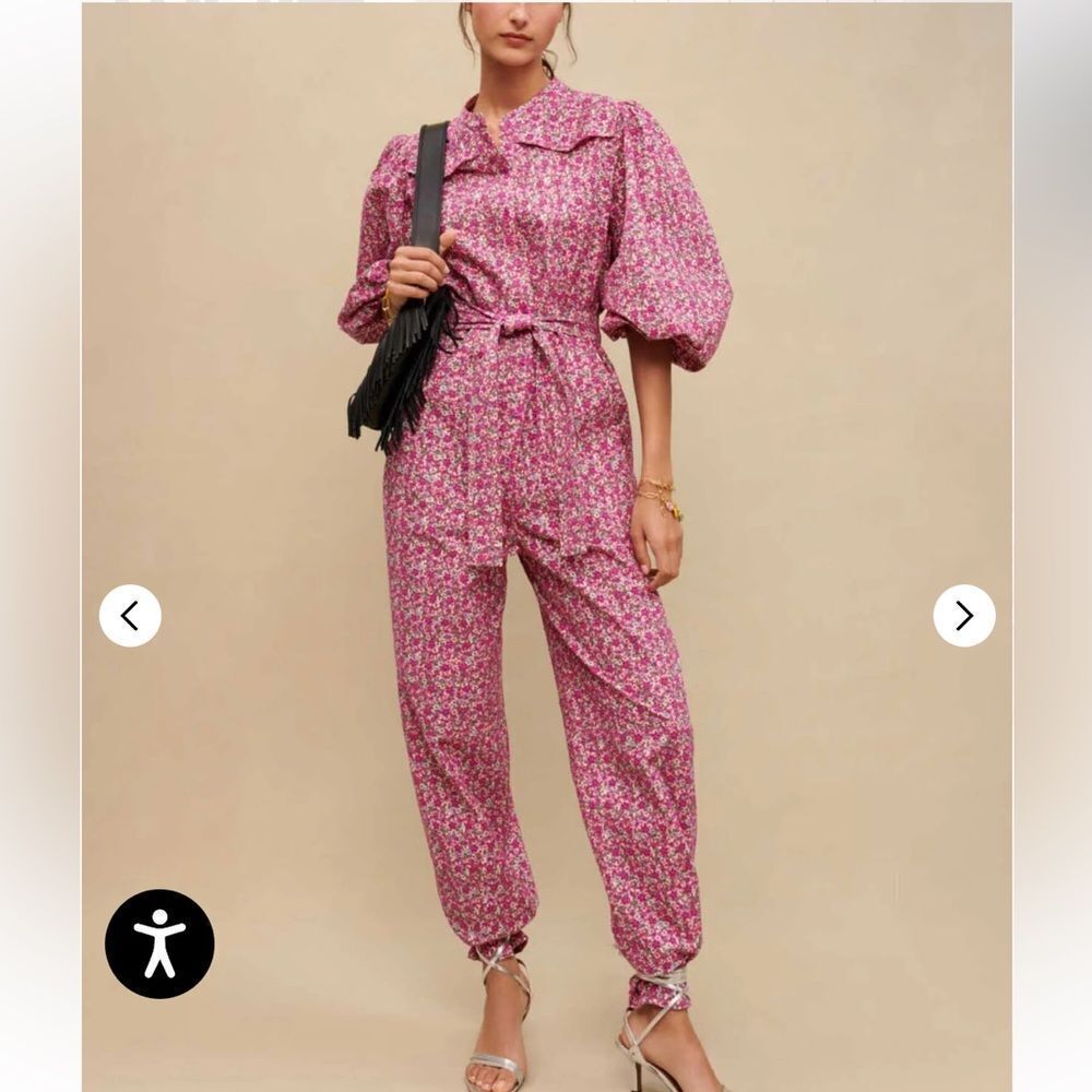 Maje Pink Floral Jumpsuit eyelet cotton one piece $565 NWT 42 XL - Picture 7 of 13